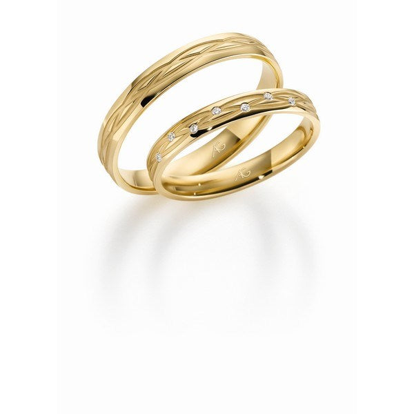 Unikke Gerstner vielsesringe i 14 eller 9 karat guld med 0,035 ct diamanter