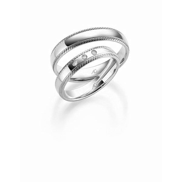 Stilfulde Gerstner vielsesringe i 9 eller 14 karat hvidguld med 0,03 ct diamanter