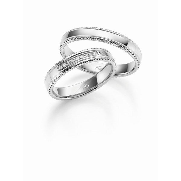 Romantiske Gerstner vielsesringe i 14 karat hvidguld med 0,045 ct diamanter, 4 mm – klassiske og elegante ringe fra Gerstner.