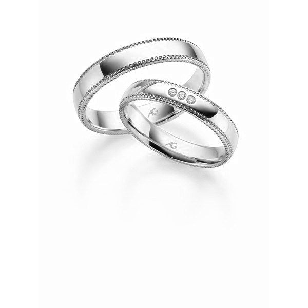 Eksklusiv Gerstner vielsesringe i 9 eller 14 karat hvidguld med 0,03 ct diamanter