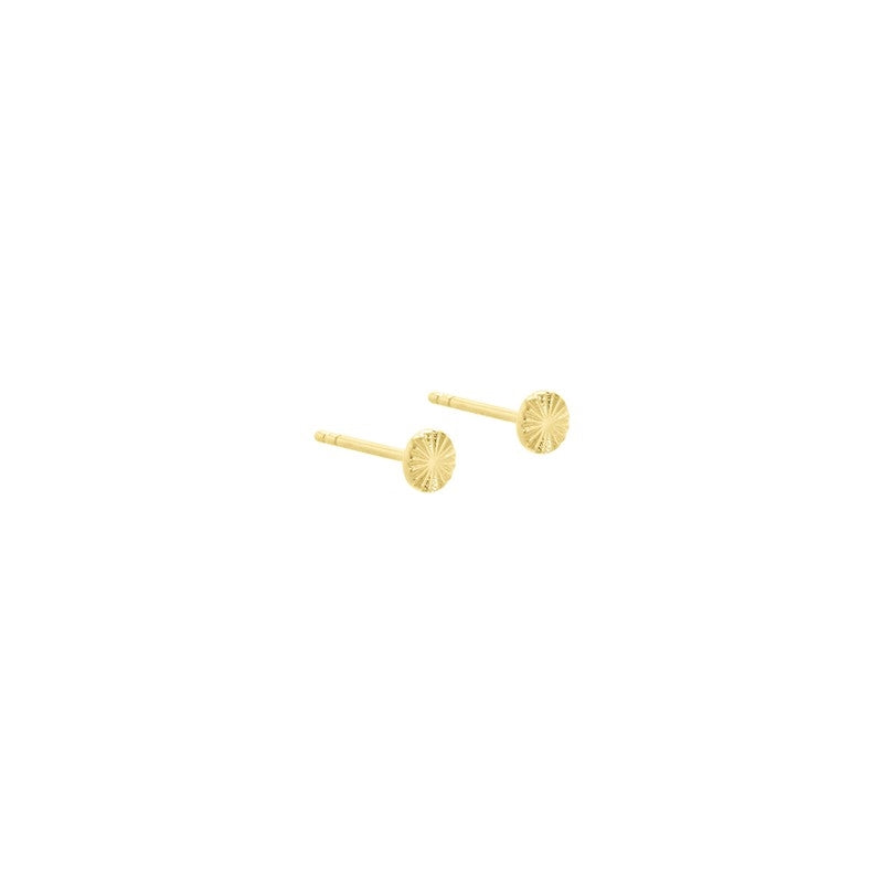 Line Coin ørestikker fra Aqua Dulce i 14 karat forgyldt sterlingsølv med små, runde, mønstrede 4 mm plader.
