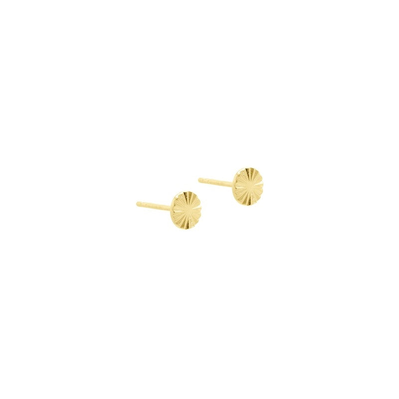 Aqua Dulce Line Coin ørestikker i 14 karat forgyldt 925 sterlingsølv med struktureret rund overflade, 6 mm.