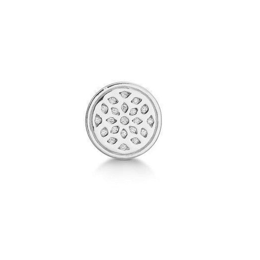 STORY by Kranz & Ziegler sølvcharm med zirkonia Starry Night i cirkulært sølvmateriale med klare zirkonia sten.