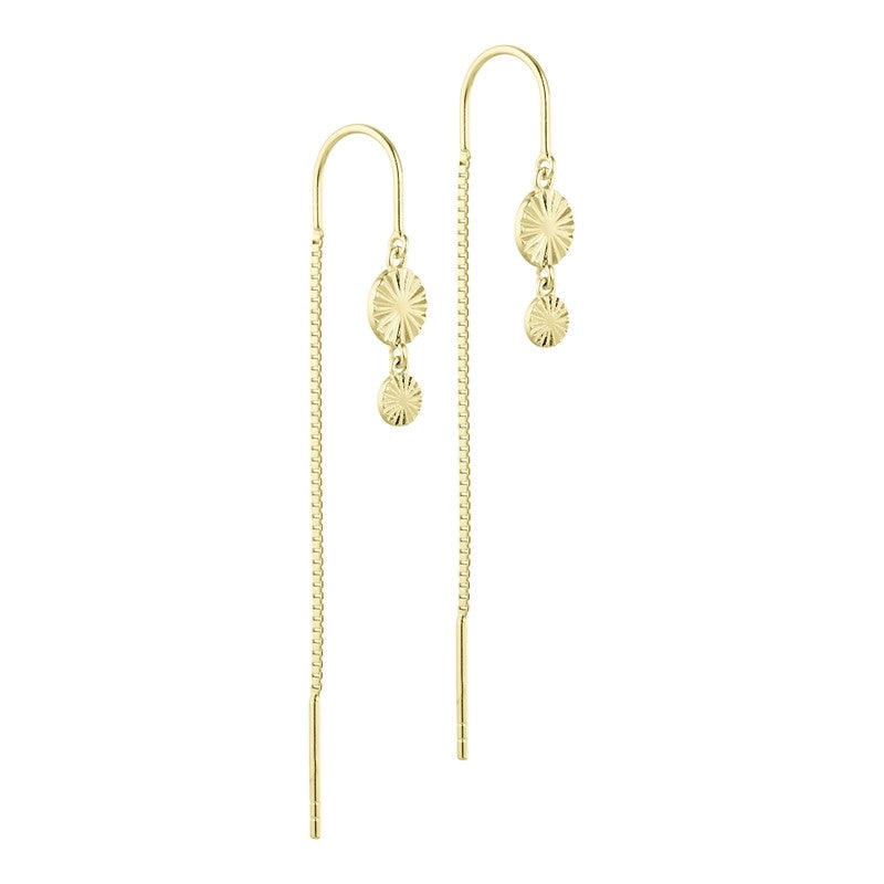 Line øreringe i 925 sterlingsølv med 14 karat guld fra Aqua Dulce – 2 cm, møntlignende forgyldt vedhæng.