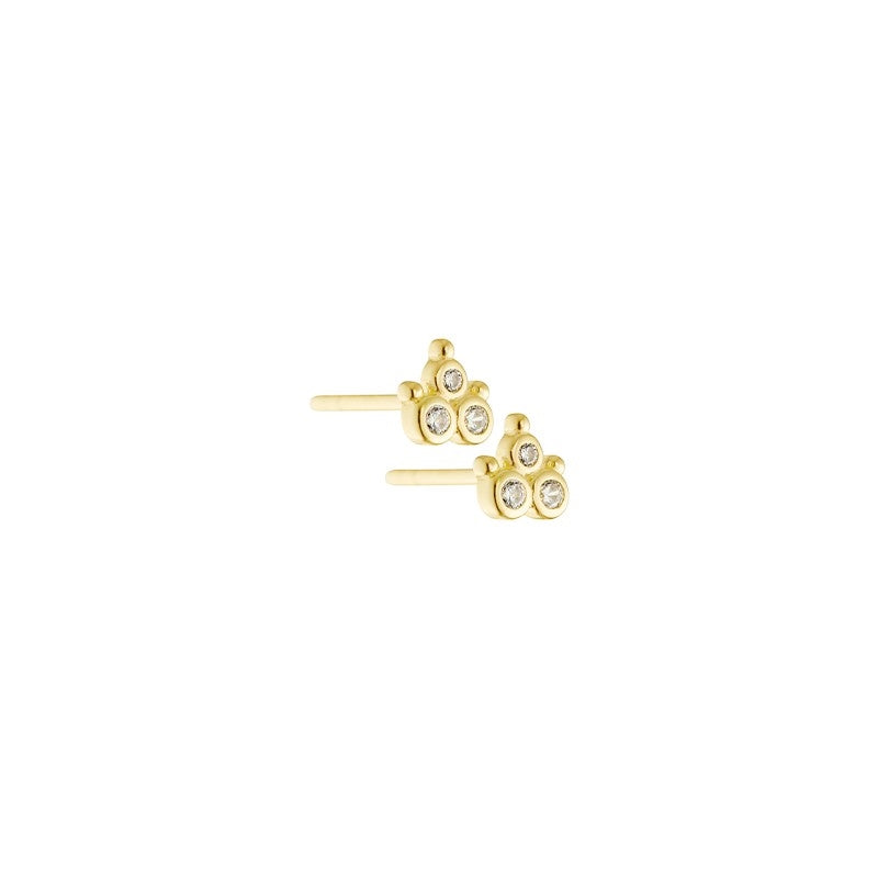 Aqua Dulce ørestikker fra Clear Flower-kollektionen i forgyldt sterlingsølv med klare zirkonia blomster (5 mm).
