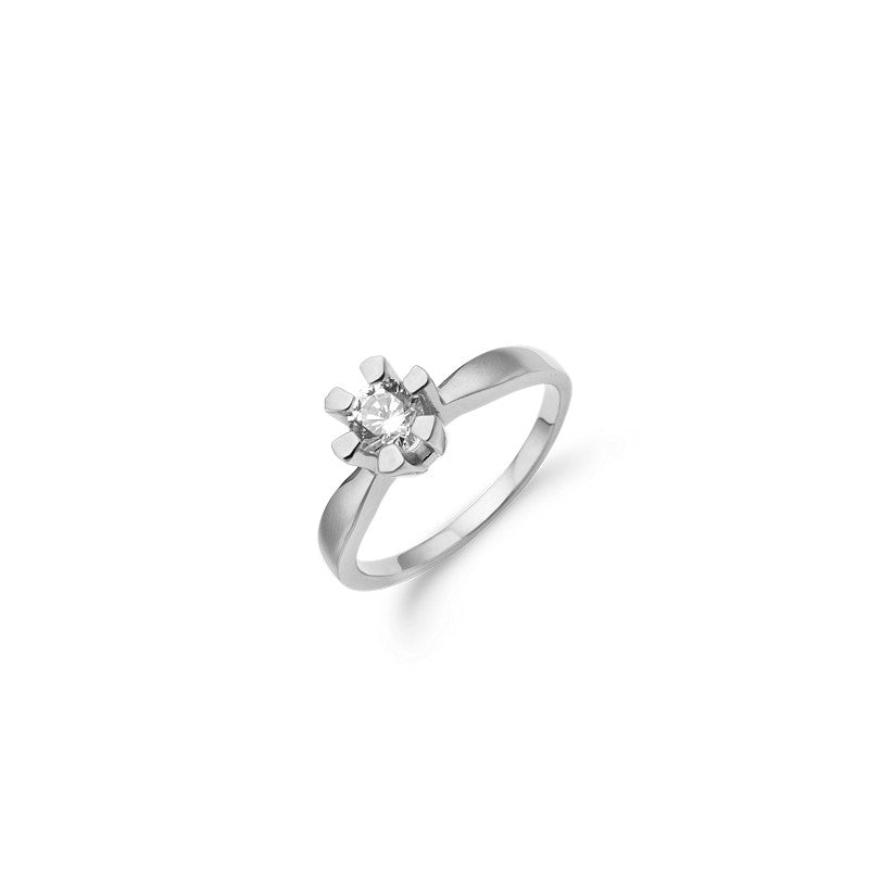 Aagaard eternity diamantring i 14 kt hvidguld med fire grabberfatning – nærbillede af fatning