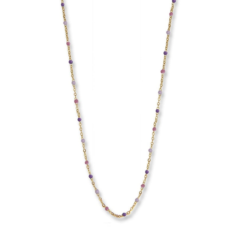 Lavender halskæde i forgyldt sølv med lilla emalje fra Jeberg Jewellery 42+3 cm