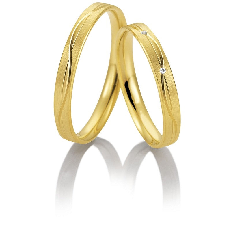 Eksklusive Breuning vielsesringe i 8 eller 14 karat guld med 0,017 ct diamanter