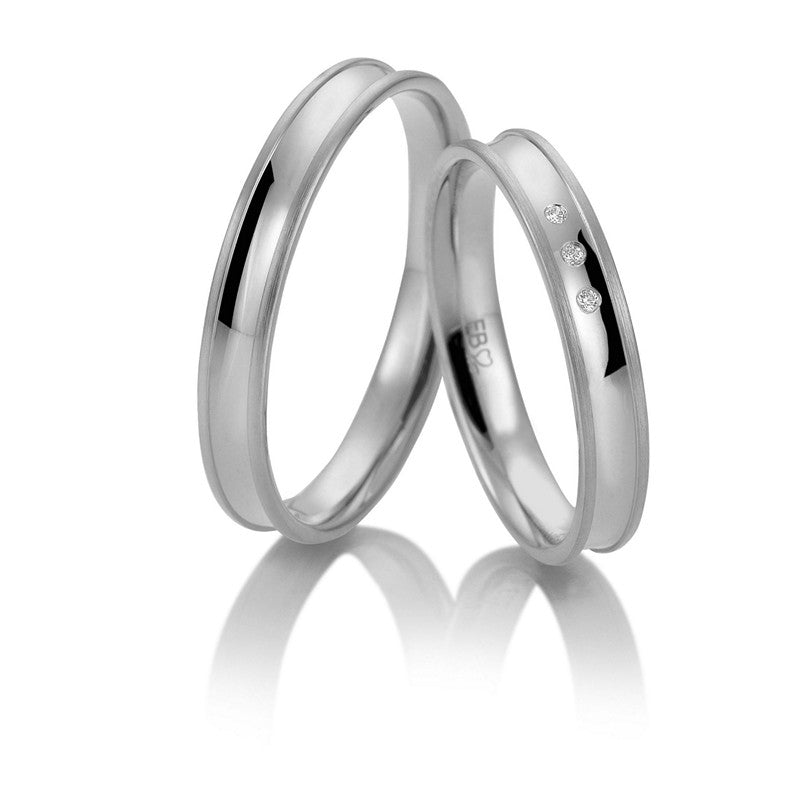 Romantiske Breuning vielsesringe i 9 eller 14 karat hvidguld med 0,017 ct diamanter