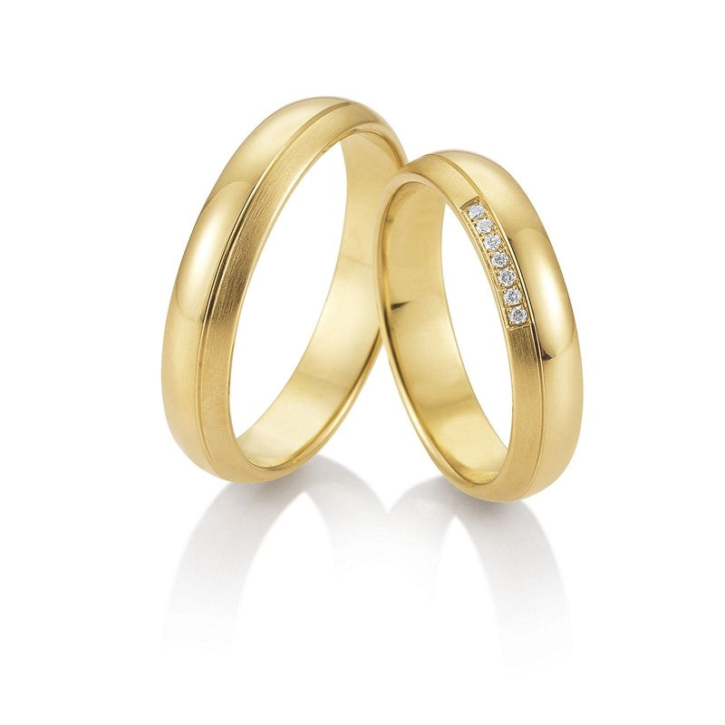 Sofistikerede Breuning vielsesringe i 8 eller 14 karat guld med 0,039 ct diamanter