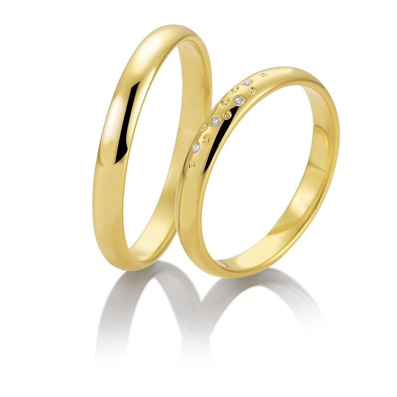 Smukke Breuning vielsesringe i 8 eller 14 karat guld med 0,022 ct diamanter