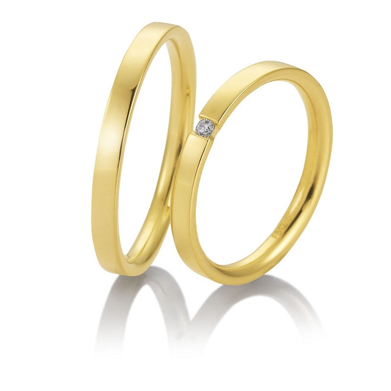 Særlige Breuning vielsesringe i 8 eller 14 karat guld med 0,03 ct diamant