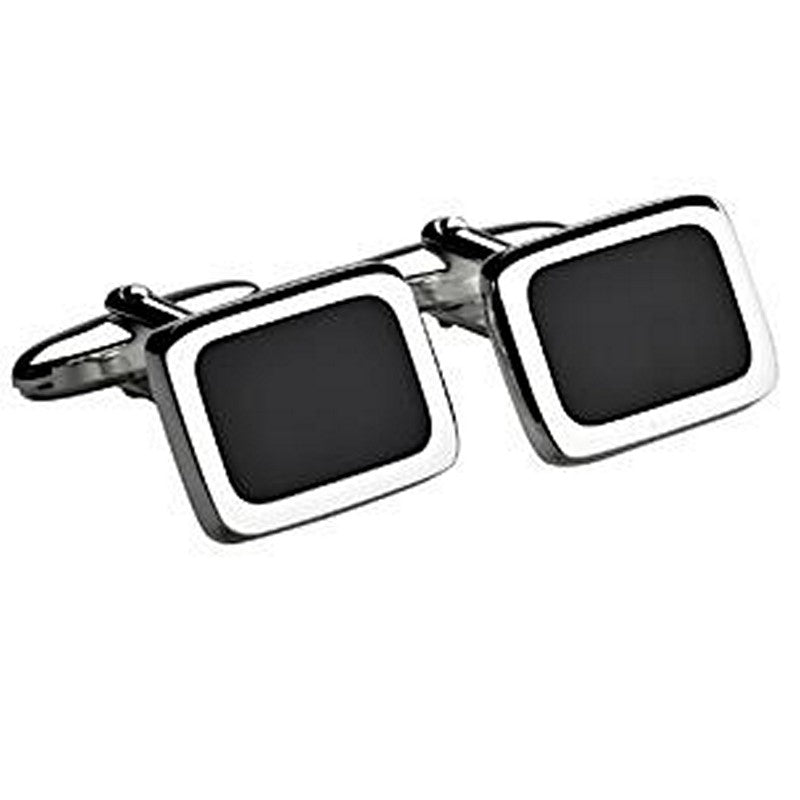 Nordahl Andersen manchetknapper i rhodineret sølv med sort onyx