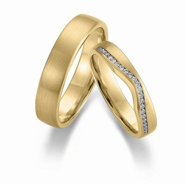 Raffinerede Gerstner vielsesringe i 14 eller 9 karat guld med 0,115 ct diamanter