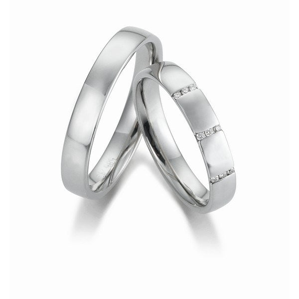 Moderne Gerstner vielsesringe i 9 eller 14 karat hvidguld med 9 diamanter