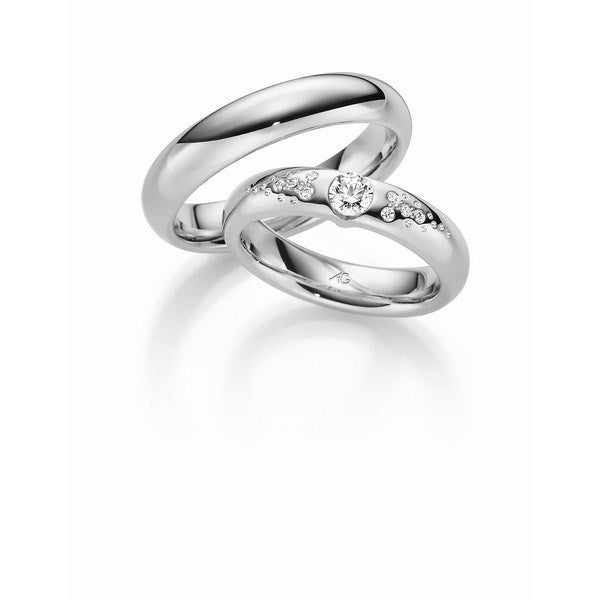 Flotte Gerstner vielsesringe i 9 eller 14 karat hvidguld med 0,296 ct diamanter