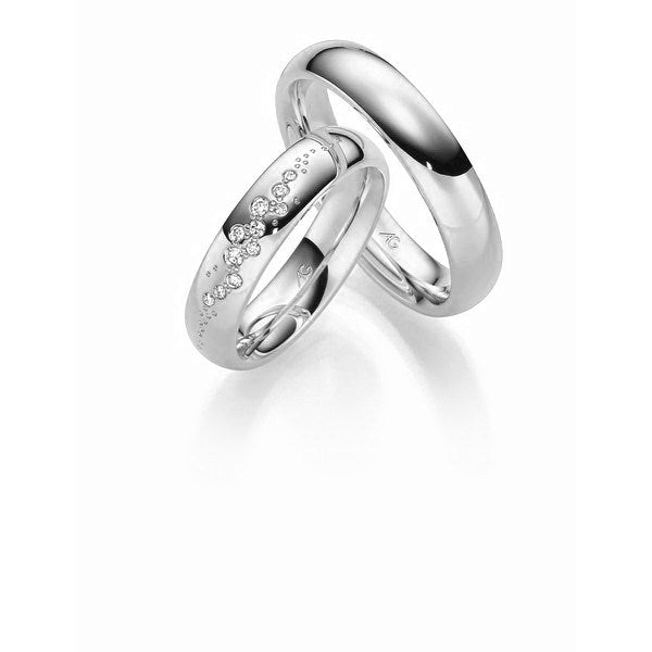 Romantiske Gerstner vielsesringe i 14 eller 9 karat hvidguld med 0,106 ct diamanter