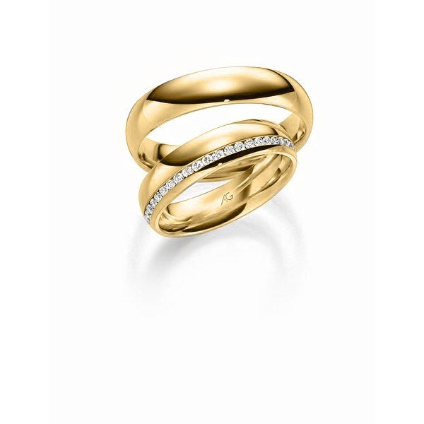 Luksuriøse Gerstner vielsesringe i 14 eller 9 karat guld med 21 diamanter