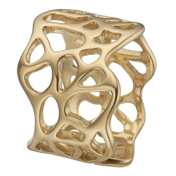 Nature of Light ring fra Christina Collect i forgyldt sterlingsølv med organisk, åben design og blank gylden overflade.