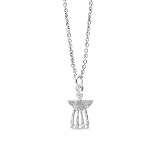 Heiring skytsengel vedhæng i sølv med zirkonia, lille