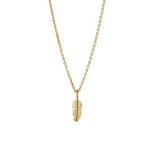 Heiring mini fjer vedhæng i forgyldt sølv 20 mm