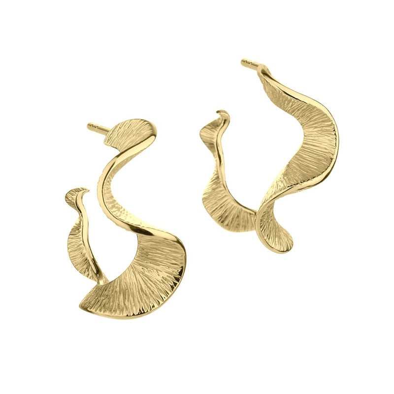 Aqua Dulce Rhumba Hoop Big creoler i forgyldt sterlingsølv, 30 mm – runde og bølgede creoler.