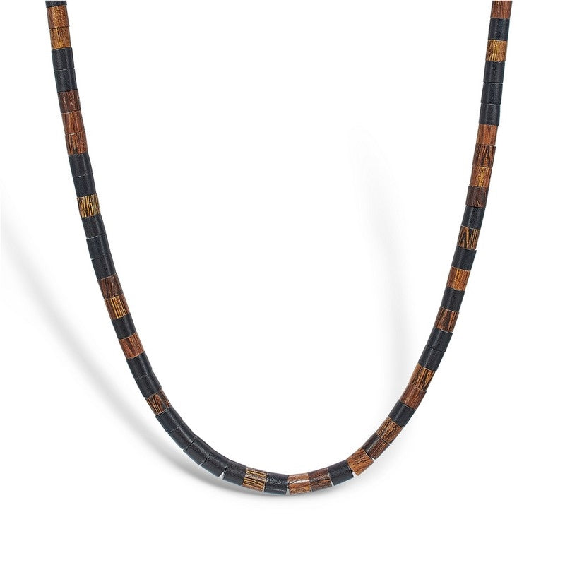 SPECIAL K, Samoa halskæde fra Mads Z Black Sun i 49 cm med sorte, brune og lyse driftwood-perler.