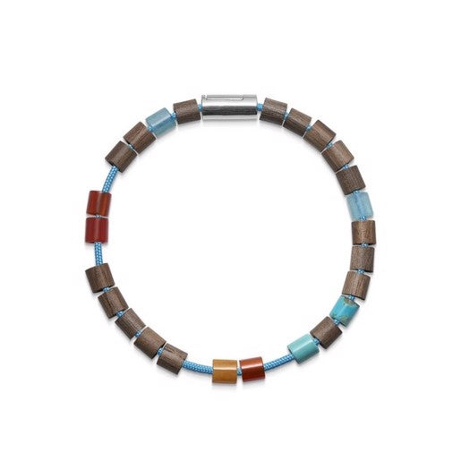 PIPELINE HAWAII armbånd fra Mads Z i turkis snor med sølvlås og perler 16,5–21 cm