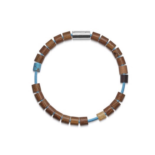 HANELEI BAY armbånd fra Mads Z i turkis nylon med perler og sølvlås 16,5–21 cm