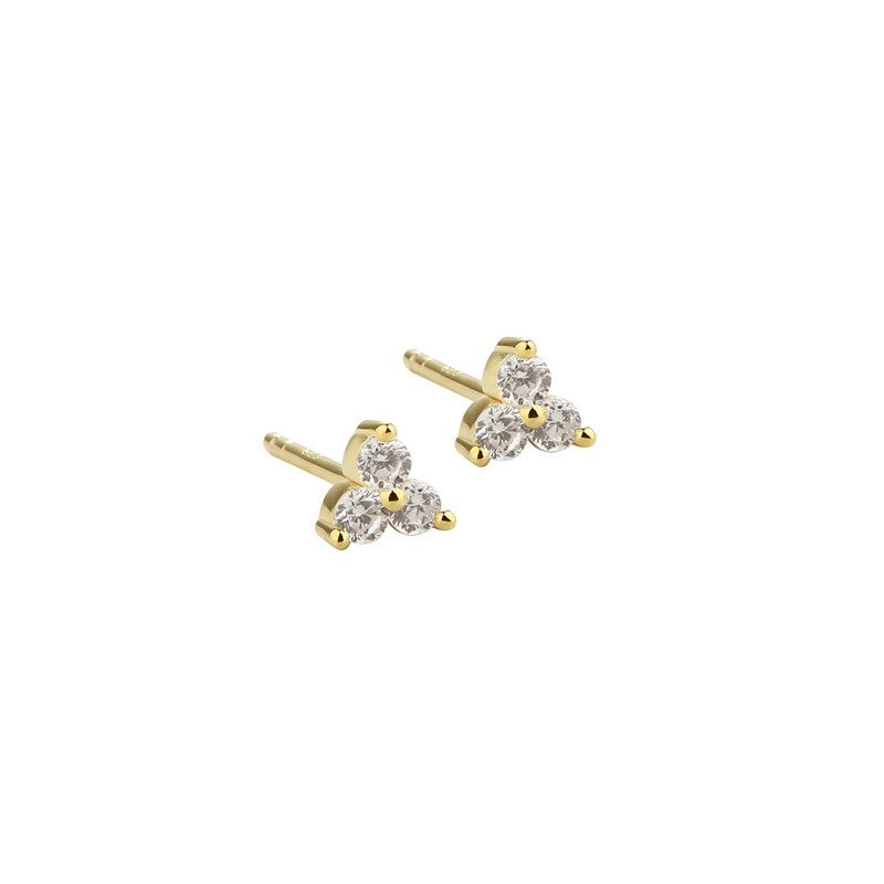 Gunnva White forgyldte øreringe fra Aqua Dulce i sterlingsølv med klare zirkonia – elegante ørestikker.