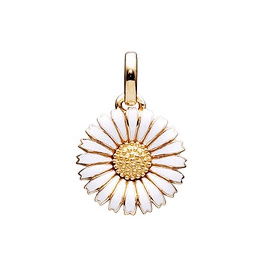 Marguerit vedhæng i forgyldt sølv med hvid emalje 15 mm fra Kranz & Ziegler