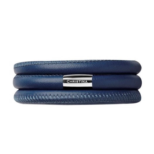 Christina blå læderarmbånd 70 cm