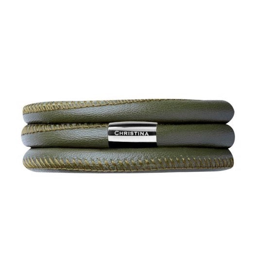 Christina læderarmbånd olivengrøn 70 cm