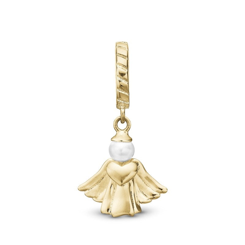 Heavenly Angel charm i 18 karat forgyldt sølv med hvid perle fra Christina Jewelry & Watches