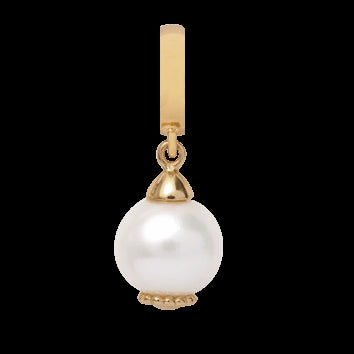 WHITE PEARL charm i 18 karat forgyldt sølv med hvid ferskvandsperle fra Christina Jewelry & Watches