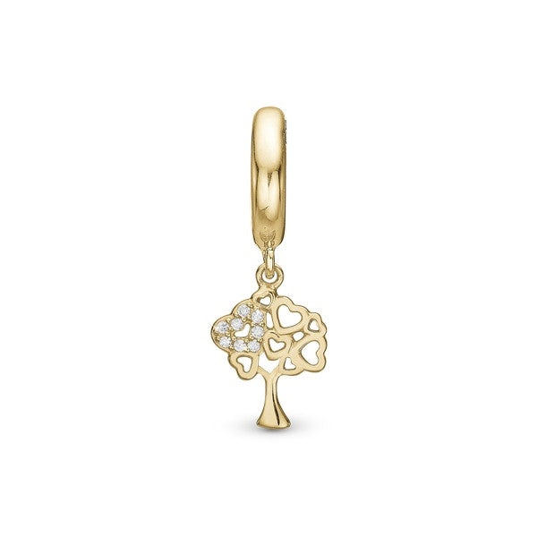 Tree of Hearts charm i forgyldt sølv med zirkonia fra Christina Jewelry & Watches