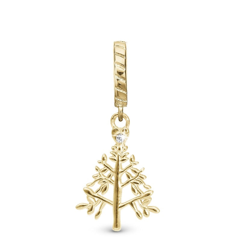 Christmas Tree charm i 18 karat forgyldt sølv fra Christina Jewelry med zirkonia-sten.