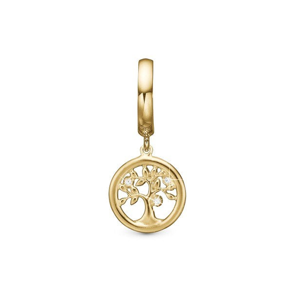 TREE OF LIFE charm i forgyldt sølv med zirkonia fra Christina Jewelry & Watches til læderarmbånd