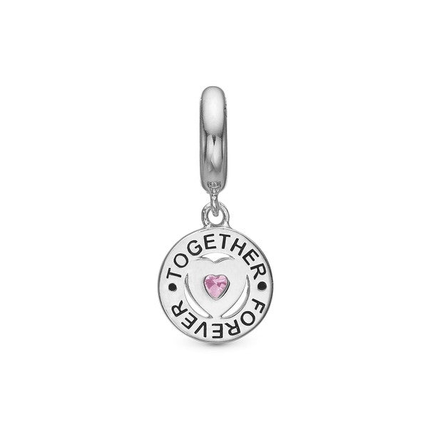 Special sister charm i sølv med pink turmalin fra Christina Jewelry & Watches