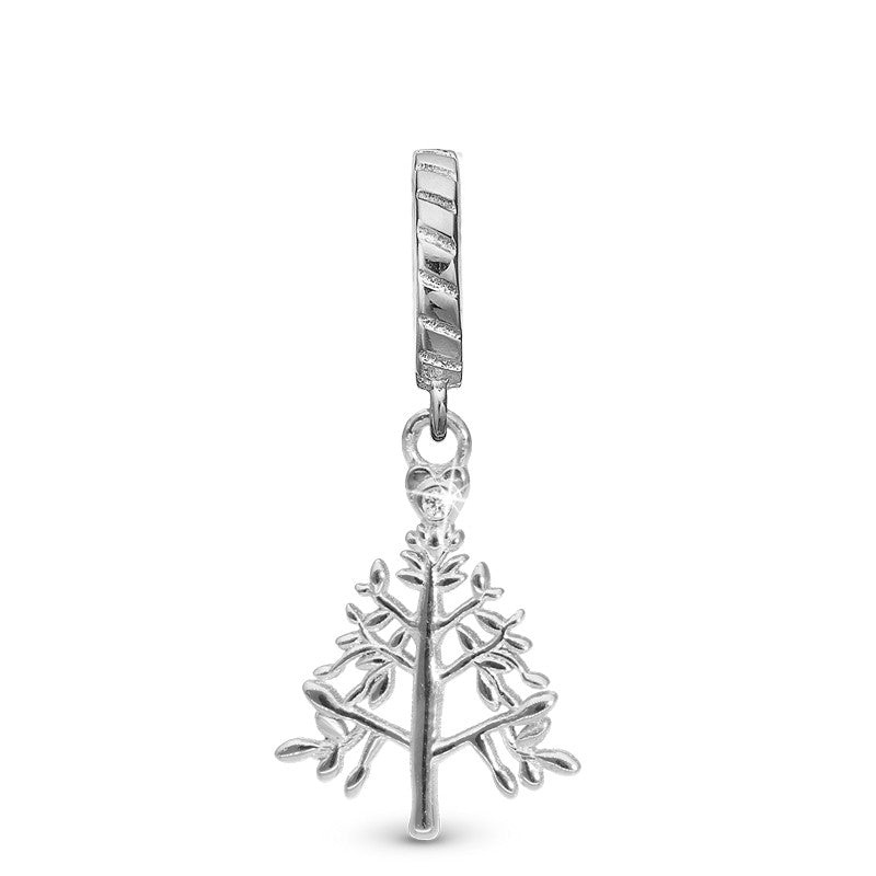 Christmas tree charm i sterlingsølv med klar zirkonia fra Christina Jewelry & Watches.
