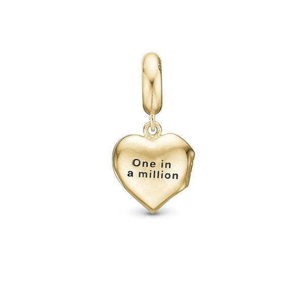 One in a Million charm i forgyldt sterlingsølv med 19 hvide kubiske zirkonia fra Christina Jewelry & Watches.