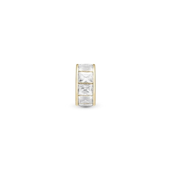 White Baquette charm i forgyldt sølv med hvide baguette-formede zirkonia fra Christina Jewelry & Watches.