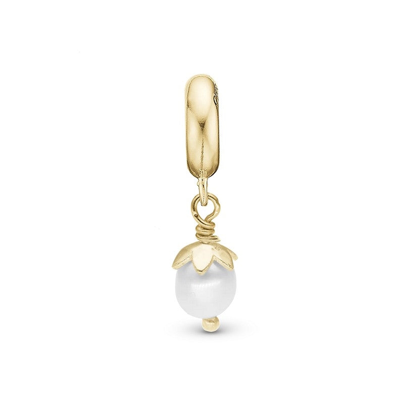 Sparkling Pearl charm fra Christina Jewelry & Watches i forgyldt sølv med hvid perle til linkarmbånd.