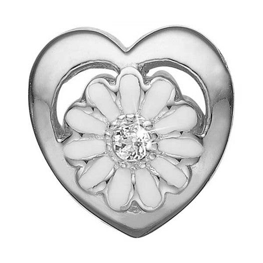 Marguerite sølvcharm med labgrown diamant og margueritblomst fra Christina Jewelry & Watches.
