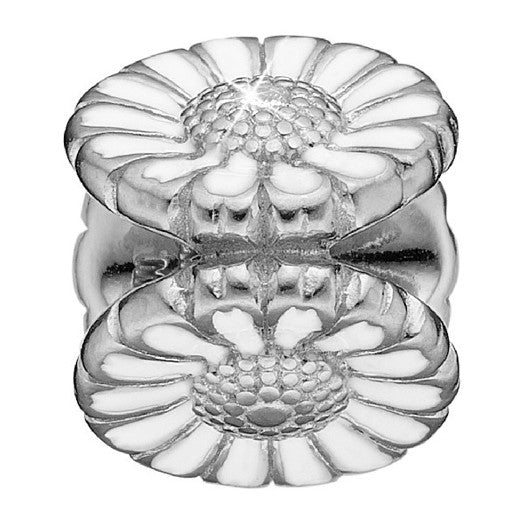 Marguerite sølvcharm med topas fra Christina Jewelry & Watches i sterling sølv med blomsterdesign.