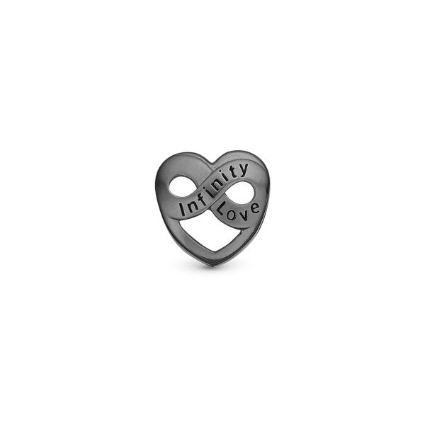 Infinity Love charm i rutheniumbelagt sølv fra Christina Jewelry & Watches