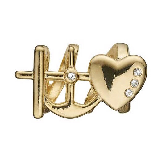 FAITH, HOPE & LOVE charm i 18 kt forgyldt sølv med zirkonia fra Christina Jewelry & Watches