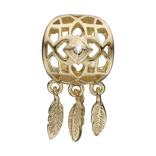 Dream Catcher charm i forgyldt sølv med zirkonia fra Christina Jewelry & Watches