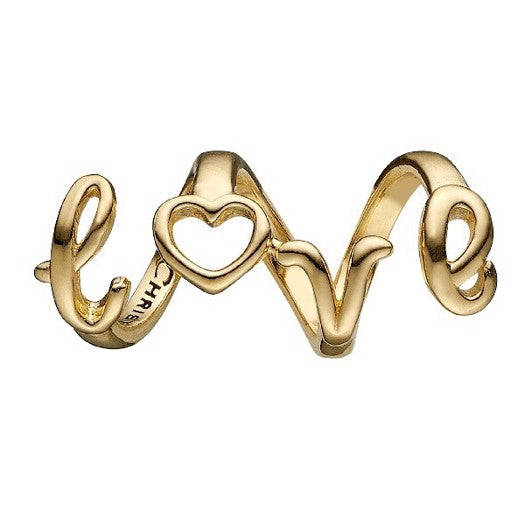 Christina forgyldt charm med LOVE til læderarmbånd