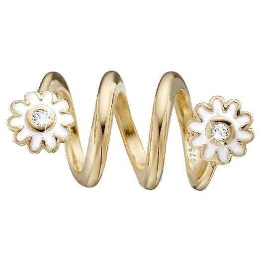 Christina forgyldt sølv charm med margueritter og zirkonia